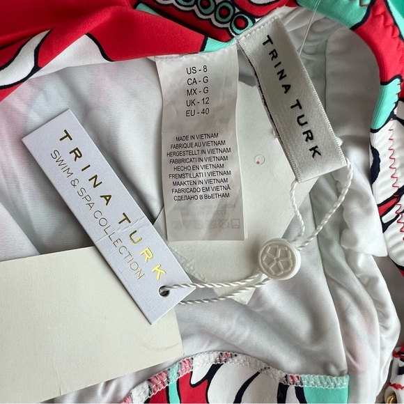 New Trina Turk Garden Bloom Plunge One Piece Swimsuit size 8 - Picture 5 of 7